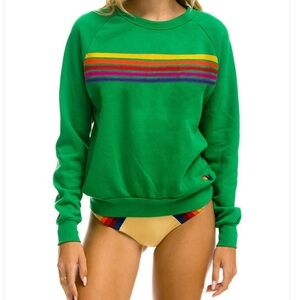 ⭐️Aviator Nation Sweatshirt Green Stripes Medium ⭐️